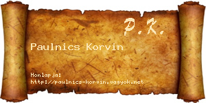 Paulnics Korvin névjegykártya